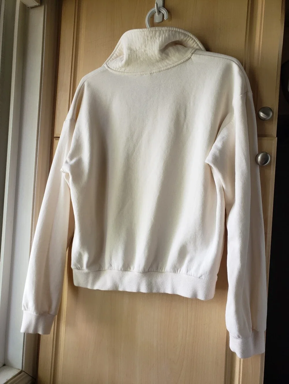 H&M 80% Cotton Cream Quarter-Zip Pullover Sweatshirt - Picture 9 of 12